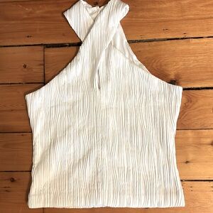 Super cute cross front white textured tank top